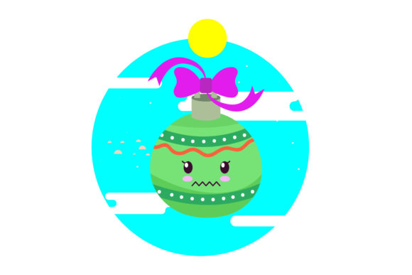 Christmas Ball Decorative Kawaii Circle: A Festive Design Asset