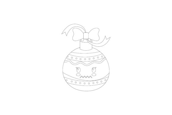 Christmas Ball Decorative Kawaii Outline: A Festive Design Asset