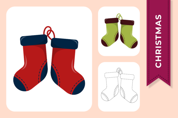 Christmas Socks Cute Decorative Design: A Festive Asset for Creatives