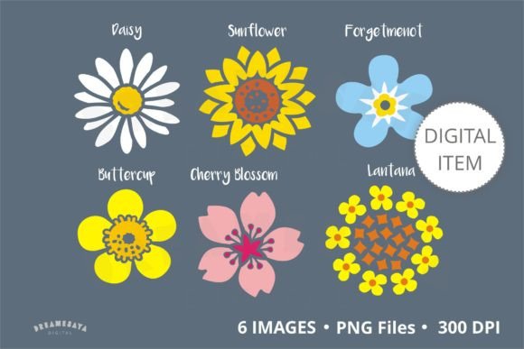 Cute Decorative Flowers Png Clipart Set: A Blooming Design Asset