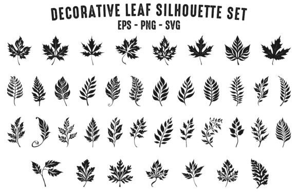 Decorative Leaf Vector Silhouette Bundle: Versatile Design Assets