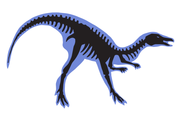 Dinosaur Skeleton in Decorative Style. K: A Bold Display Typeface