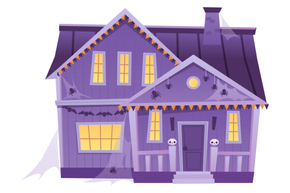 Haunted Mansion Cartoon Decorative Eleme: Spooky Design Fun