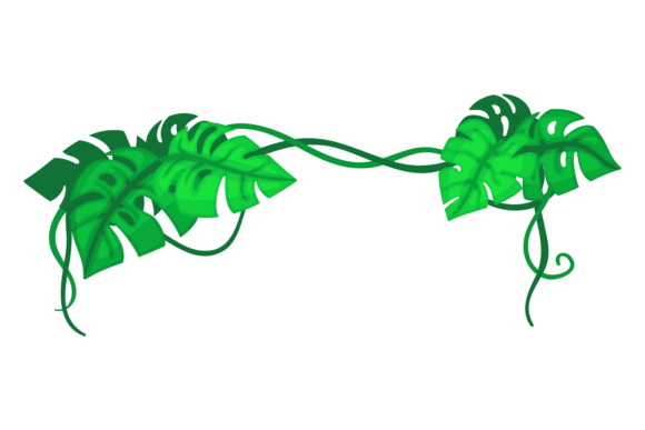Monstera Leaves Decorative Border: Cartoon Corner Decoration