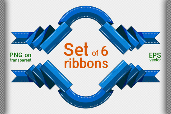 Set of 6 Decorative Ribbons. Flat 02: Elevating Your Visual Design