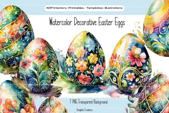 Watercolor Decorative Easter Eggs: A Whimsical Design Asset